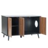 Litter Box Enclosure, Cat Litter Box Furniture with Hidden Plug, 3 Doors,Indoor Cat Washroom Storage Bench Side Table Cat House