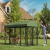 Outdoor Dog Kennel with Rotating Bowl Holders, Walk-in Pet Playpen with Waterproof Cover, 8' x 4' x 6', Green