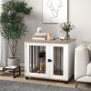 Dog Crate Furniture, Side Table Indoor Dog Kennel, End Table with Lockable Door for Small and Medium Dogs, Dog Cage, Walnut Brown
