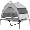 Elevated Dog Bed with Removable Canopy, Portable Outside Raised Pet Cot with Cooling Pad, Storage Bag, 36" x 29.5" x 35"