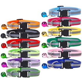 Nylon Collar Reflective With Small Bell For Dog & Cat; Dog Collar; Adjustable dog collar (Color: Rose Red, size: Adjustment)