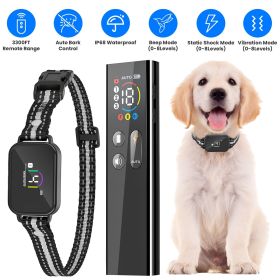2-in-1 Dog Shock and Bark Collar Dog Training Collar with Remote 1/2/3 Collars(Options) Rechargeable IP68 Waterproof with 3 Channels for Medium and Sm (Type: With 1 Collar)